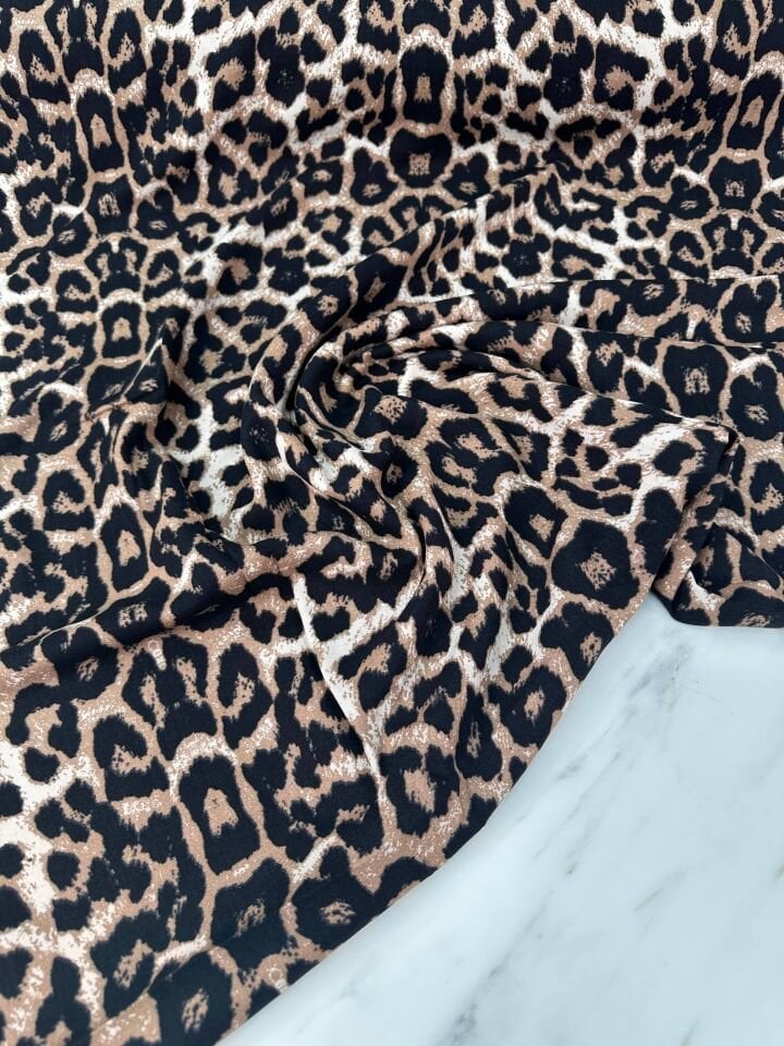 Leopar Desen Elbislik Gömleklik  Viskon Kumaş