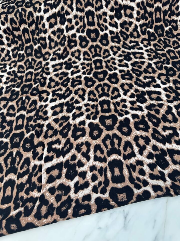 Leopar Desen Elbislik Gömleklik  Viskon Kumaş