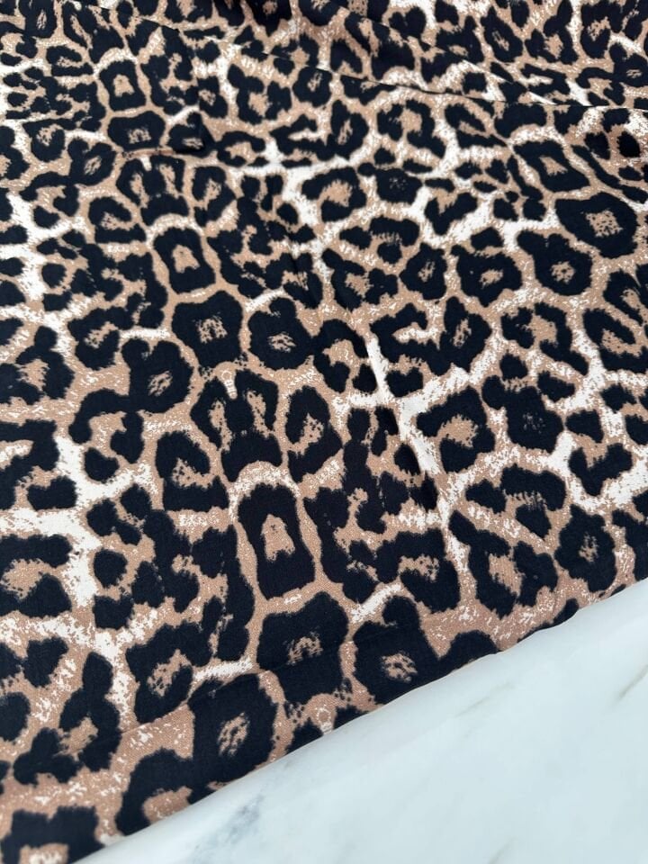 Leopar Desen Elbislik Gömleklik  Viskon Kumaş