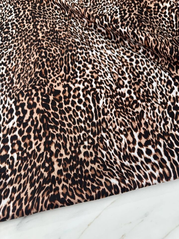 Leopar Desen Elbiselik Gömleklik Viskon Kumaş