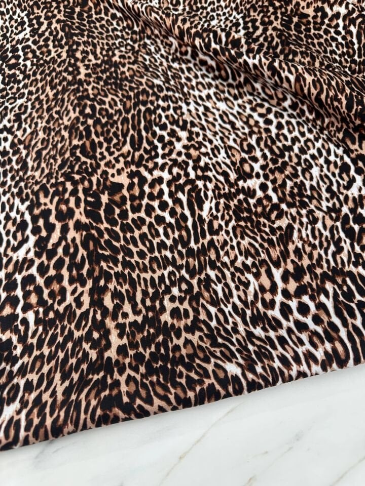 Leopar Desen Elbiselik Gömleklik Viskon Kumaş