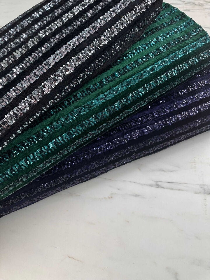 Payet İşleme İpek Kadife Elbise Etek Şalvar