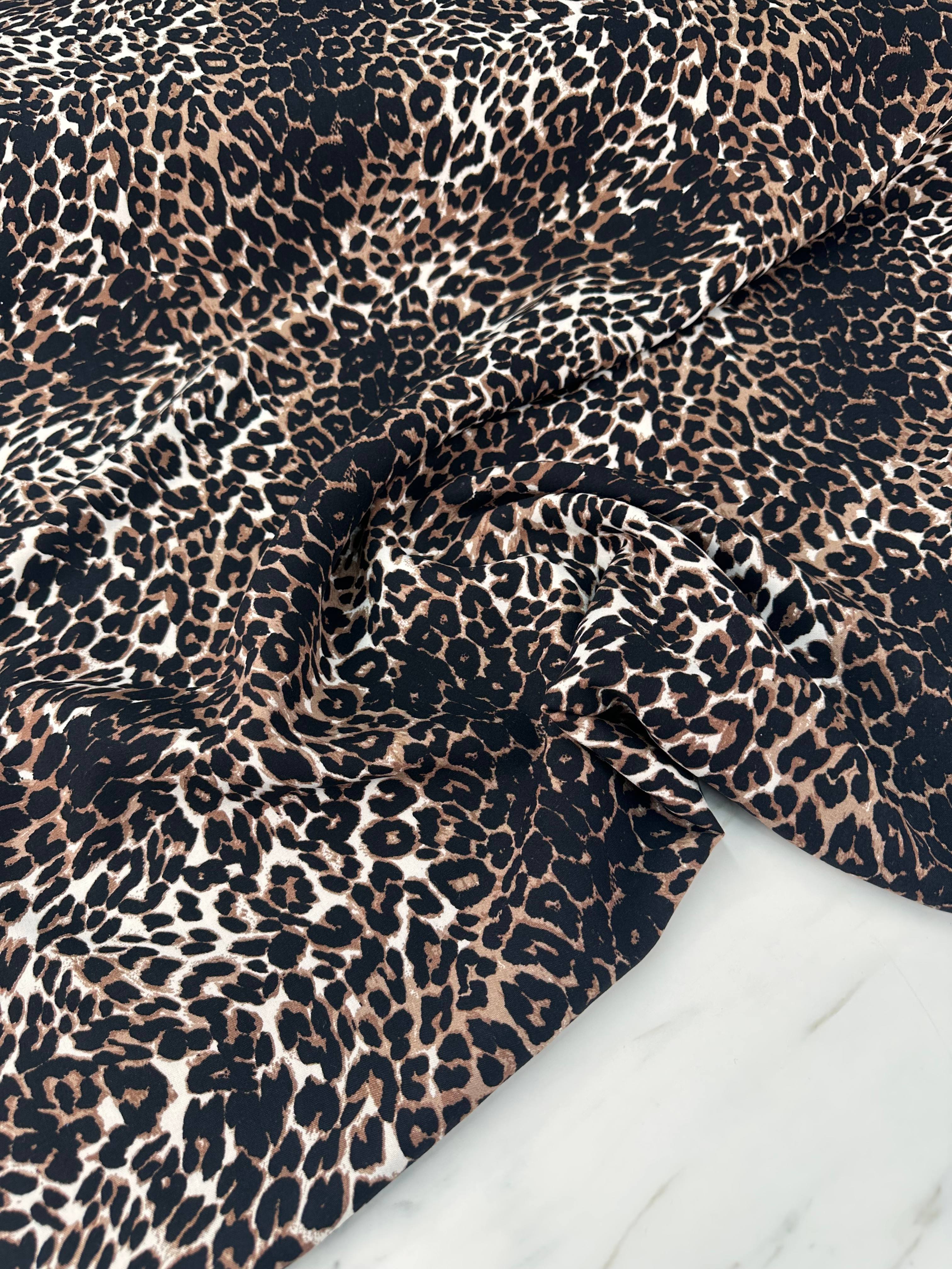 Leopar Desen Elbiselik Gömleklik Viskon Kumaş