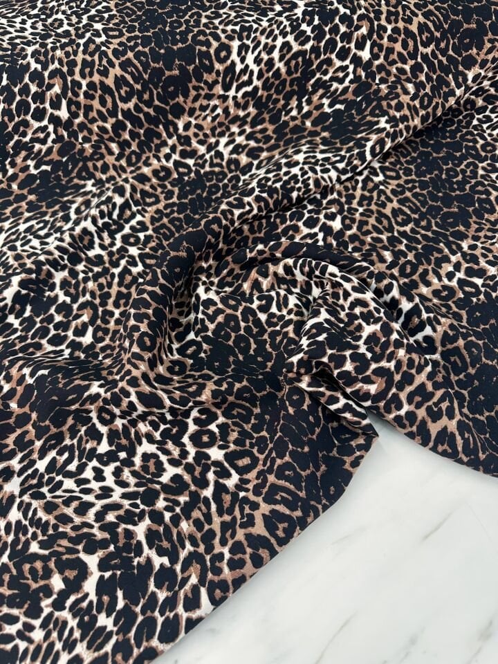 Leopar Desen Elbiselik Gömleklik Viskon Kumaş