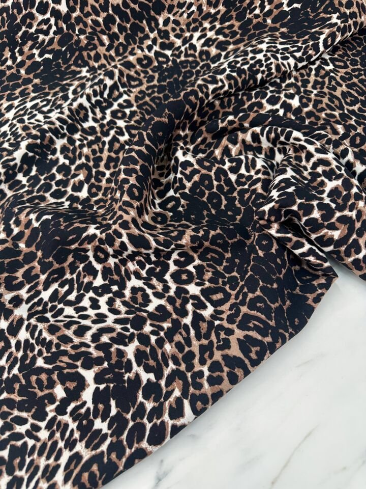 Leopar Desen Elbiselik Gömleklik Viskon Kumaş