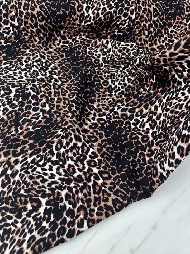 Leopar Desen Elbiselik Gömleklik Viskon Kumaş