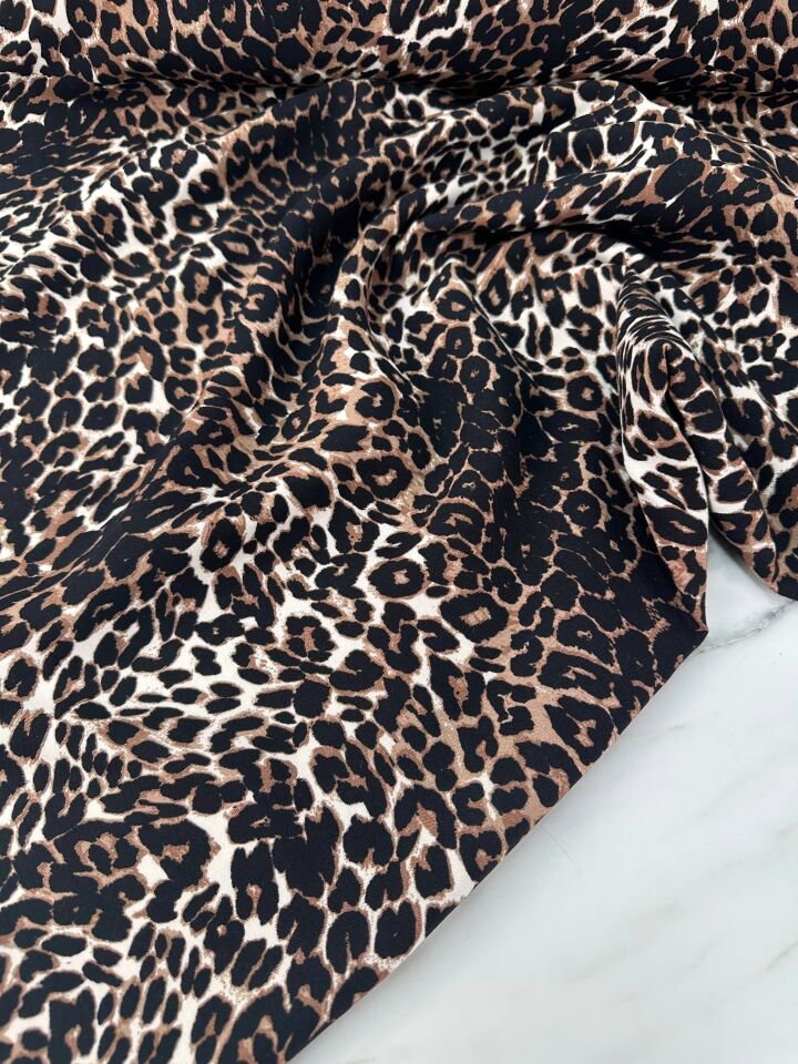 Leopar Desen Elbiselik Gömleklik Viskon Kumaş
