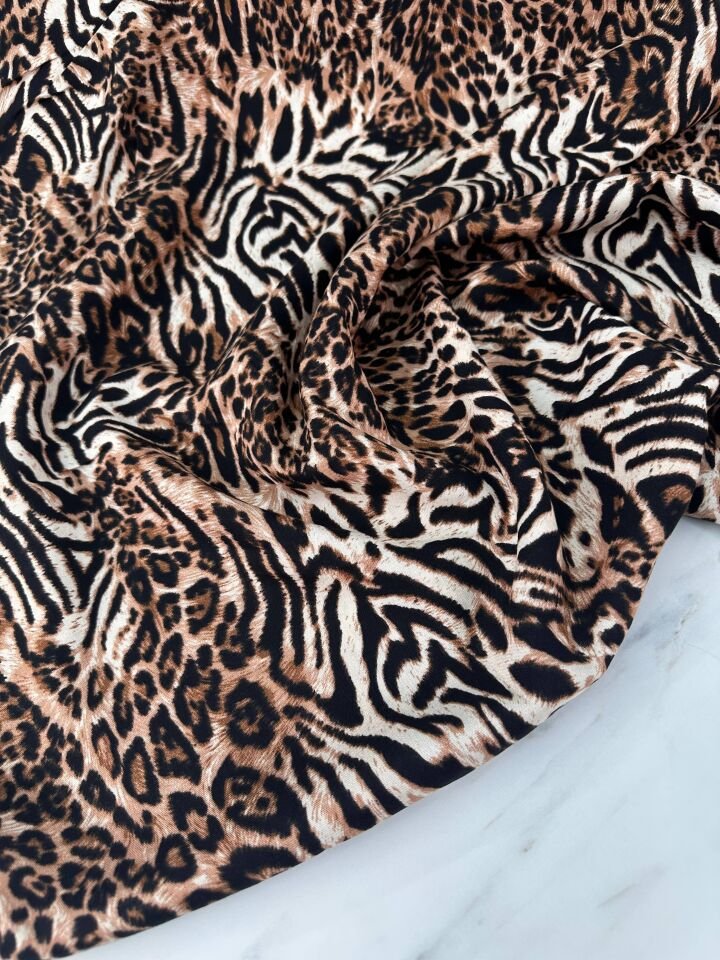 Leopar Desen Elbiselik Gömleklik Viskon Kumaş