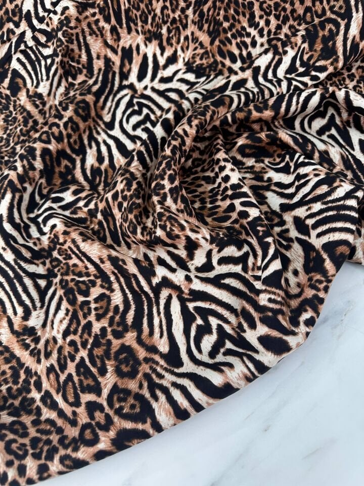 Leopar Desen Elbiselik Gömleklik Viskon Kumaş