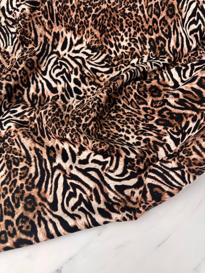 Leopar Desen Elbiselik Gömleklik Viskon Kumaş
