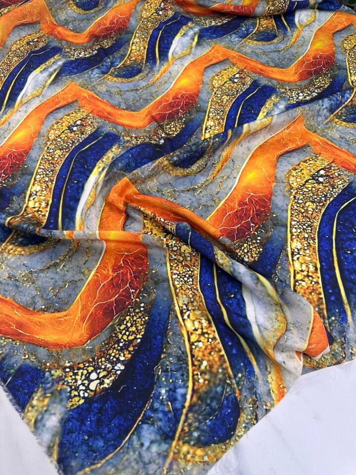 Desenli İpek Saten Elbise Etek Gömlek Şalvar