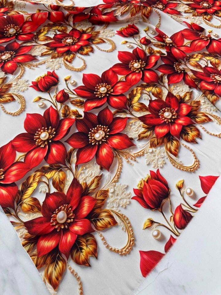 Desenli İpek Saten Elbise Etek Gömlek Şalvar