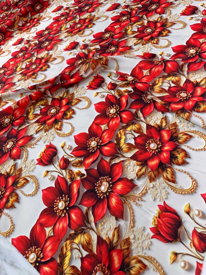 Desenli İpek Saten Elbise Etek Gömlek Şalvar