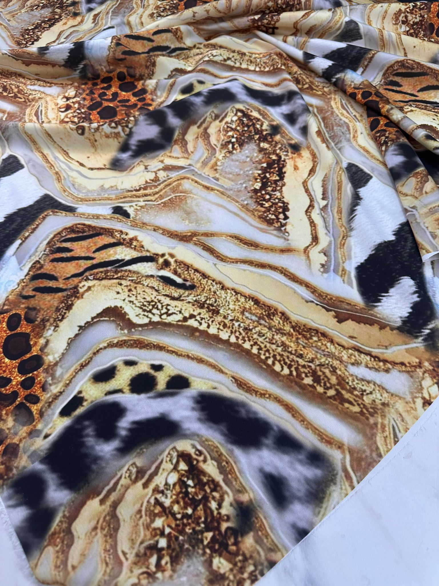 Desenli İpek Saten Elbise Etek Gömlek Şalvar