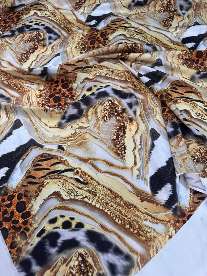 Desenli İpek Saten Elbise Etek Gömlek Şalvar