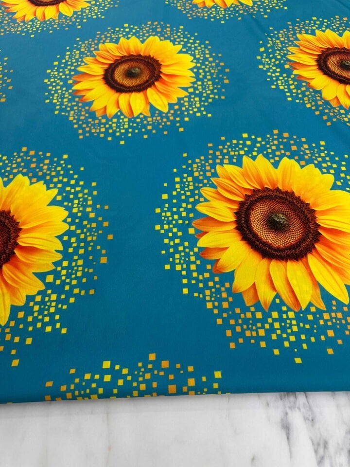 Ayçiçegi Desen Krep Kumaş Elbise Etek Gömlek Şalvar