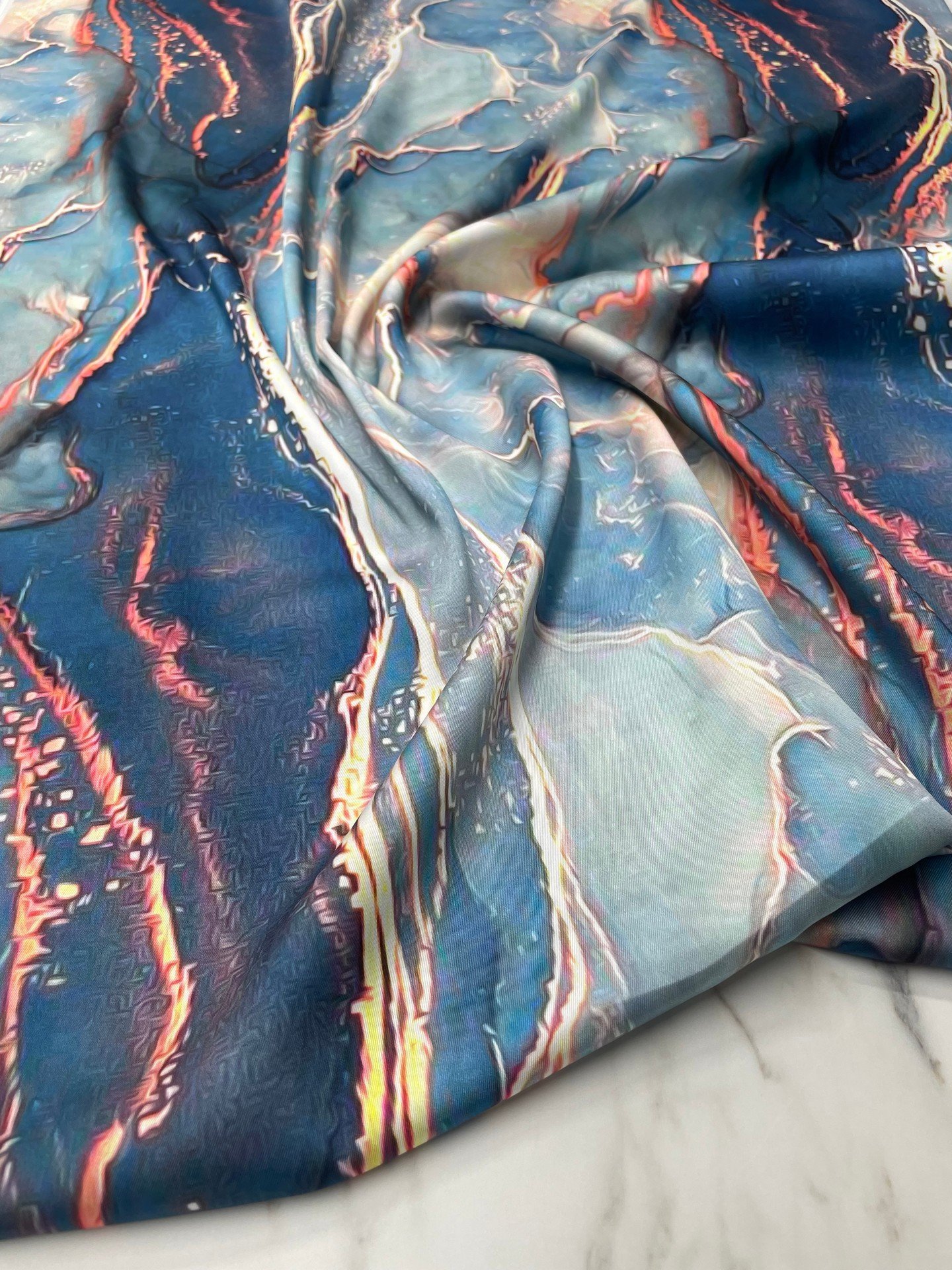 Mermer Desen Elbiselik Gömleklik Tivil Saten Kumaş