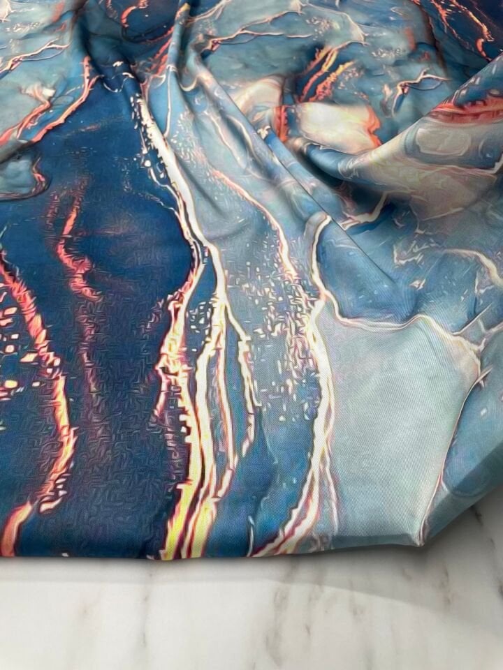 Mermer Desen Elbiselik Gömleklik Tivil Saten Kumaş