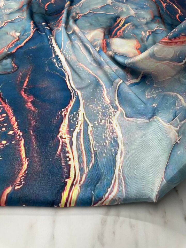 Mermer Desen Elbiselik Gömleklik Tivil Saten Kumaş