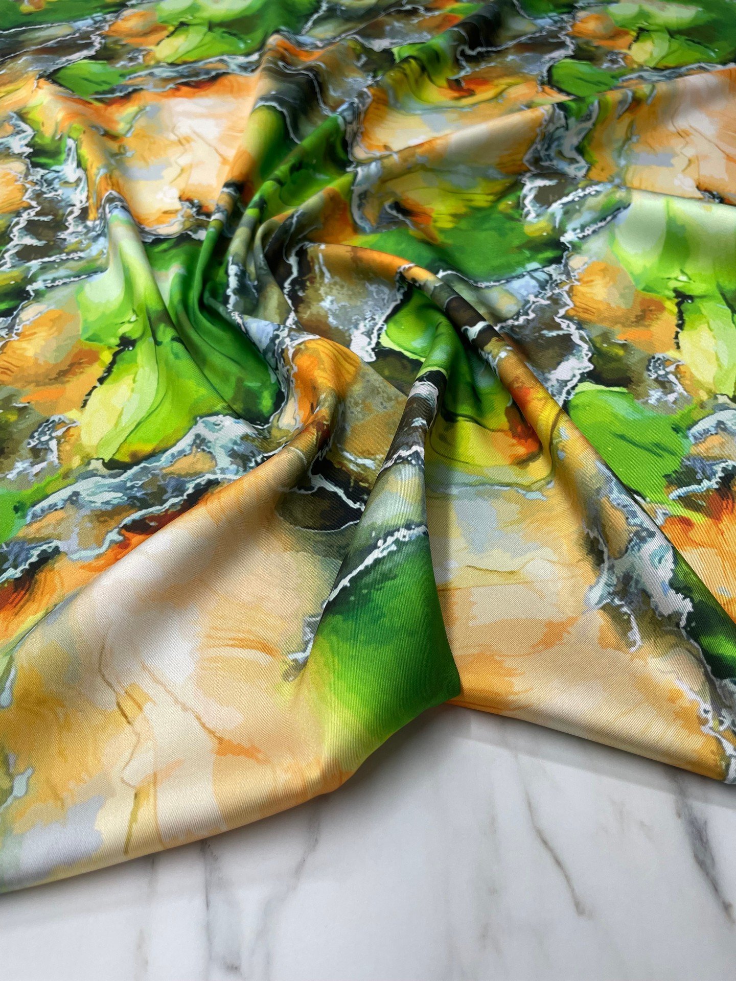 Mermer Desen Elbiselik Gömleklik Tivil Saten Kumaş