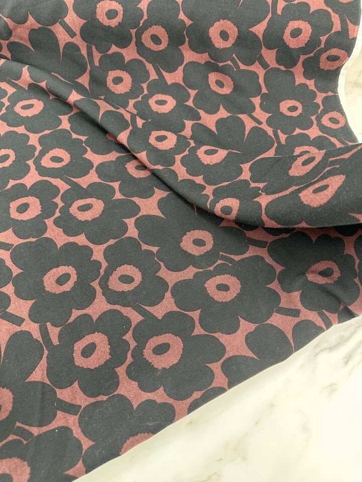 Bordo Papatya Desen Elbiselik Gömleklik Viskon Kumaş