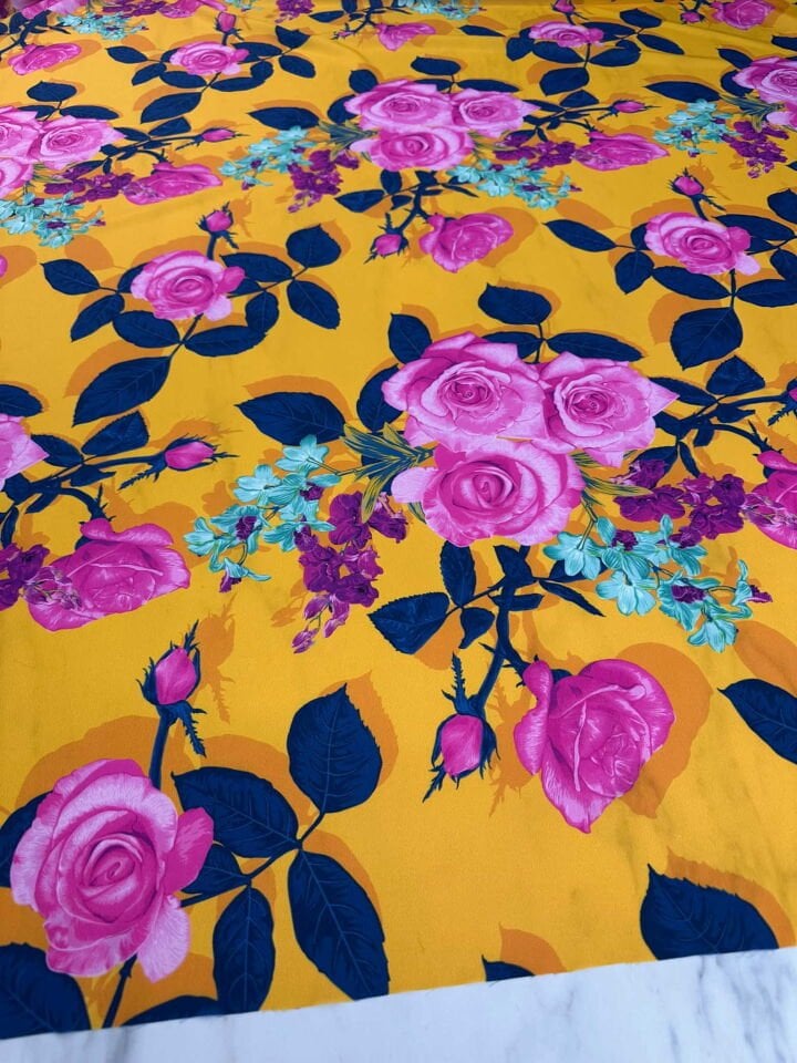 Dijital Baskı Krep Kumaş Elbise etek Gömlek Şalvar