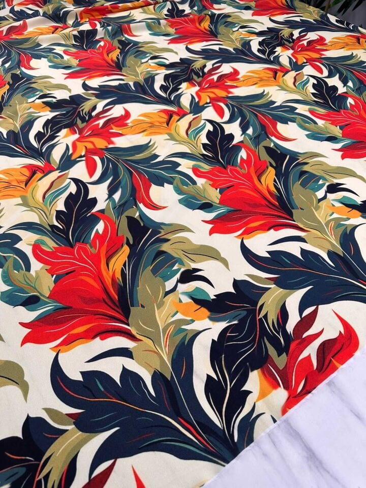 Dijital Baskı Krep Kumaş Elbise Etek Gömlek Şalvar