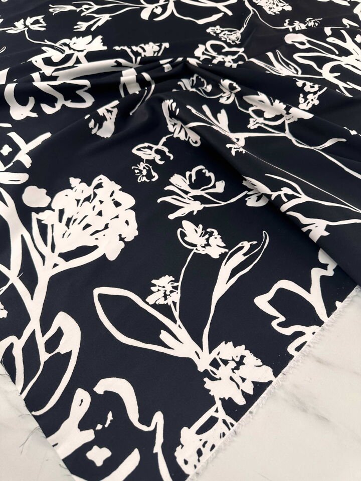 Afraze Desen Likralı Pamuk Saten Elbise Ceket Etek Pantolon