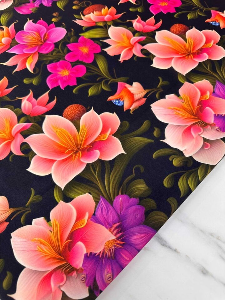 Desenli Krep Kumaş Elbise Etek Gömlek Şalvar