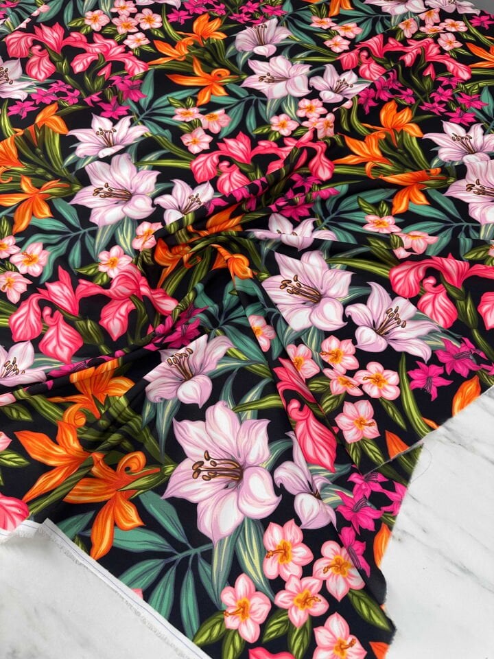 Desenli Krep Kumaş Elbise Etek Gömlek Şalvar