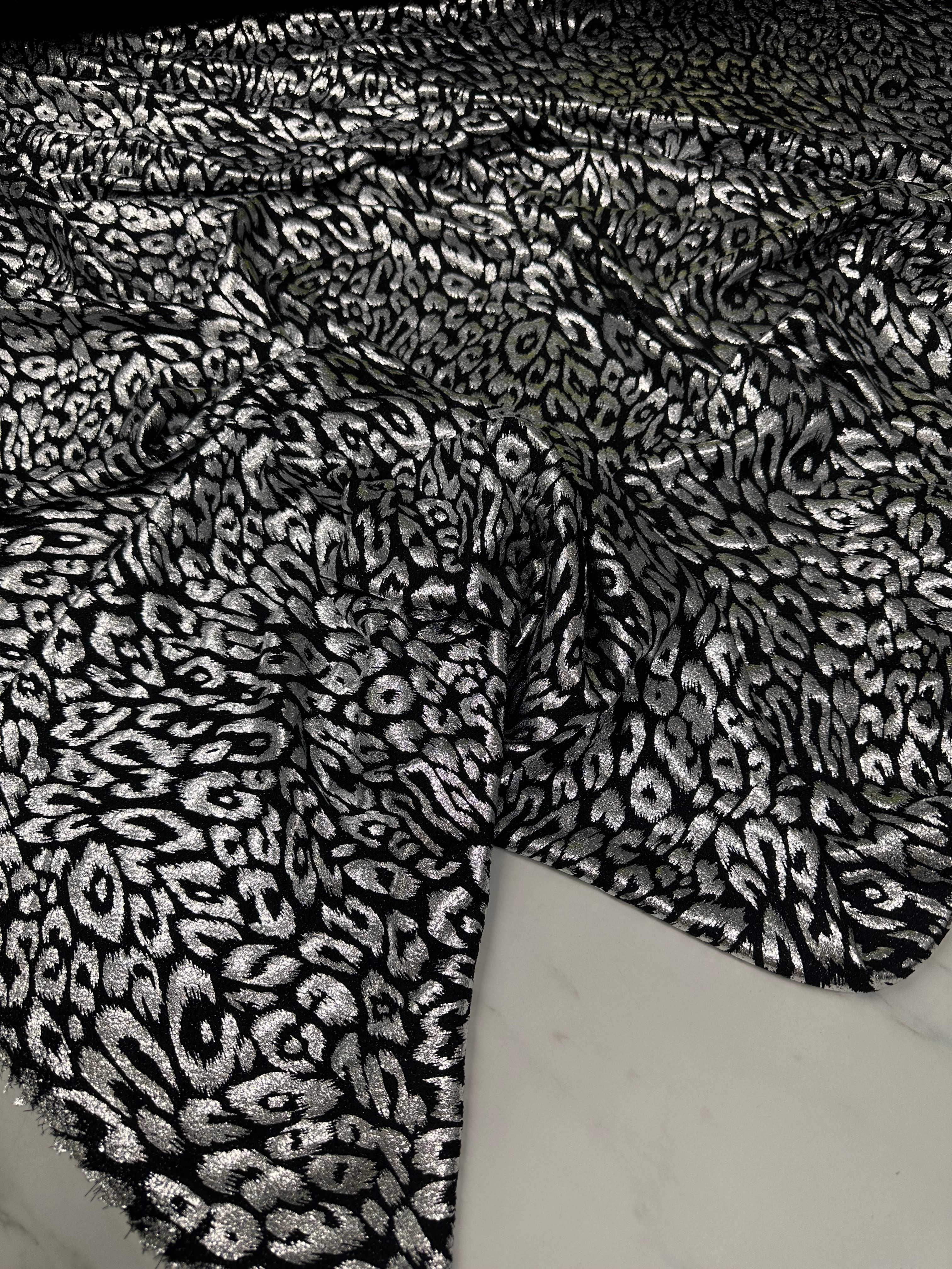 Fantazi Gümüş Simli Leopar Örme Elbise Etek Gömlek Şalvar