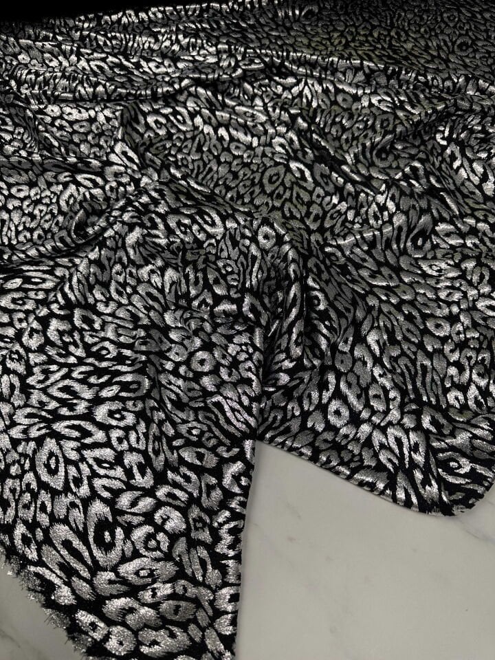 Fantazi Gümüş Simli Leopar Örme Elbise Etek Gömlek Şalvar