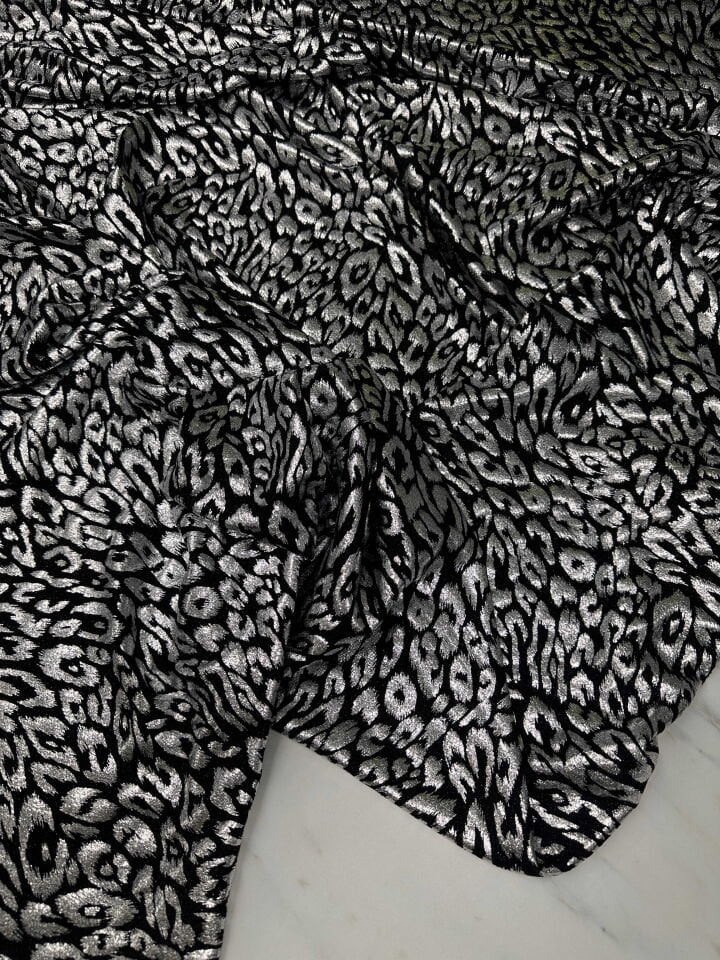 Fantazi Gümüş Simli Leopar Örme Elbise Etek Gömlek Şalvar