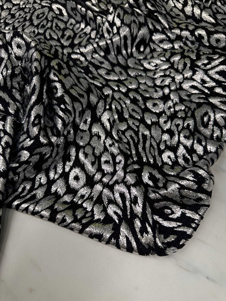 Fantazi Gümüş Simli Leopar Örme Elbise Etek Gömlek Şalvar