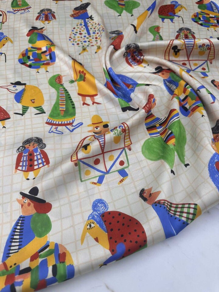 Kalem Desen İpek Saten Elbise Gömlek Tunik