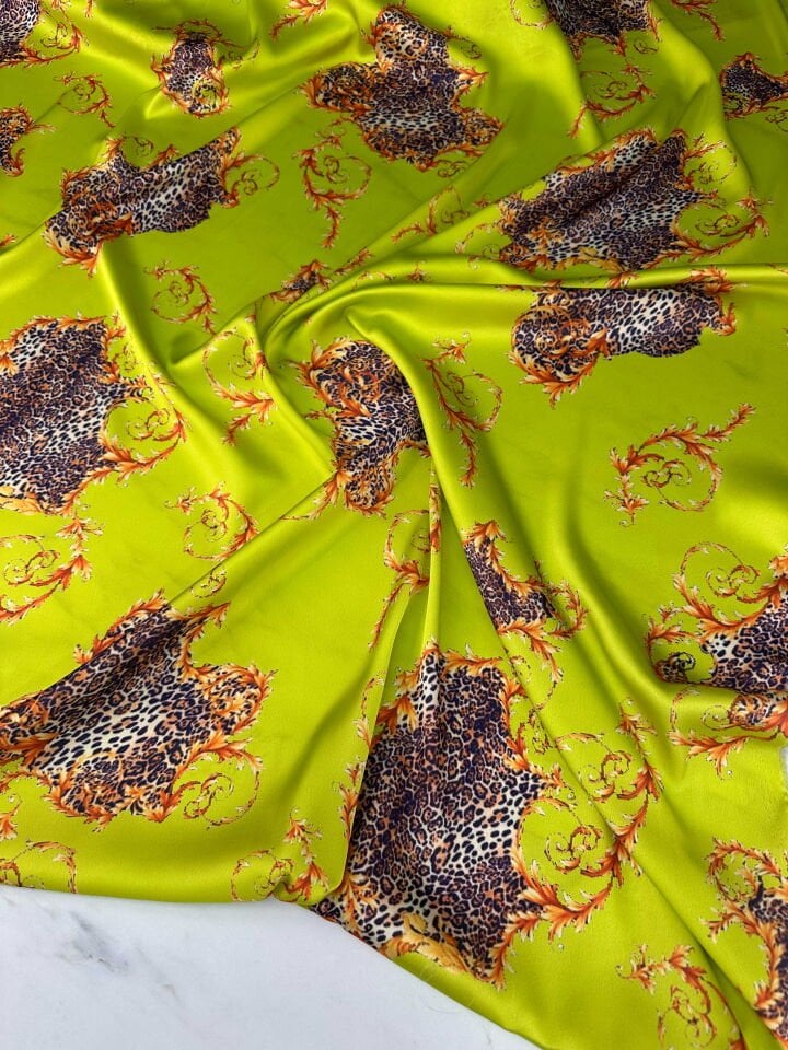 Desenli İpek Saten Elbise Gömlek Etek Şalvar