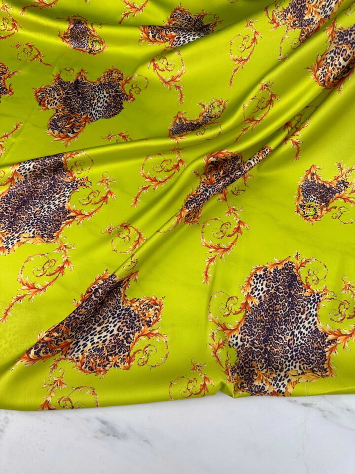 Desenli İpek Saten Elbise Gömlek Etek Şalvar