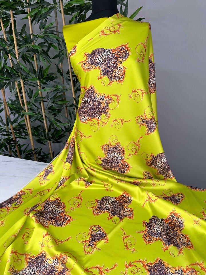 Desenli İpek Saten Elbise Gömlek Etek Şalvar