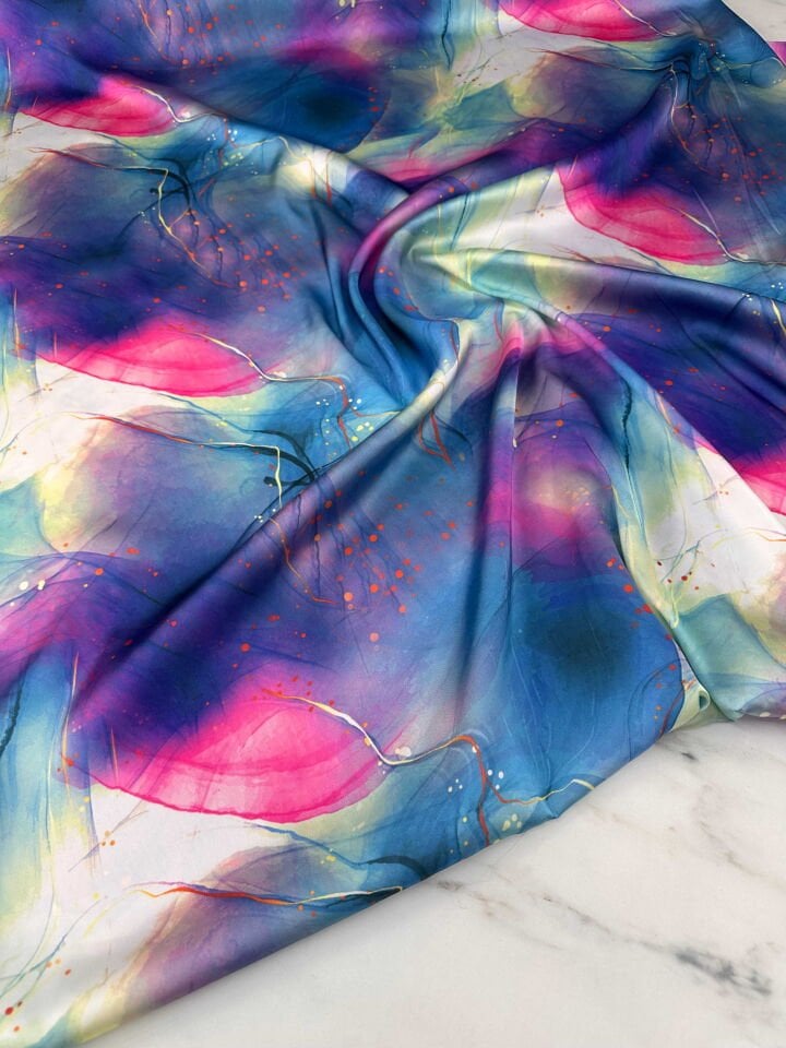 Desenli İpek Saten Elbise etek Gömlek Şalvar