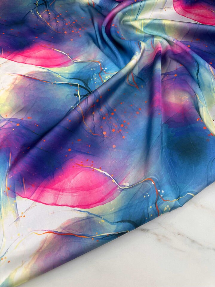 Desenli İpek Saten Elbise etek Gömlek Şalvar