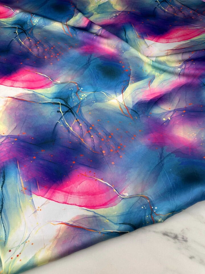 Desenli İpek Saten Elbise etek Gömlek Şalvar