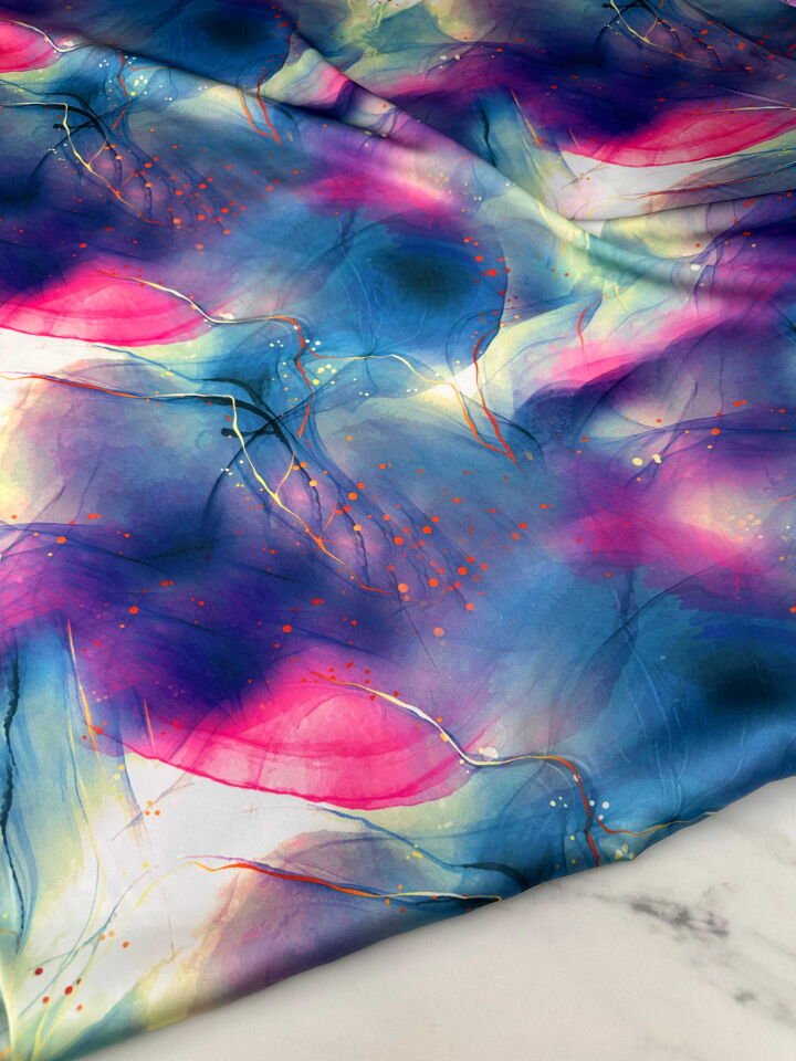 Desenli İpek Saten Elbise etek Gömlek Şalvar