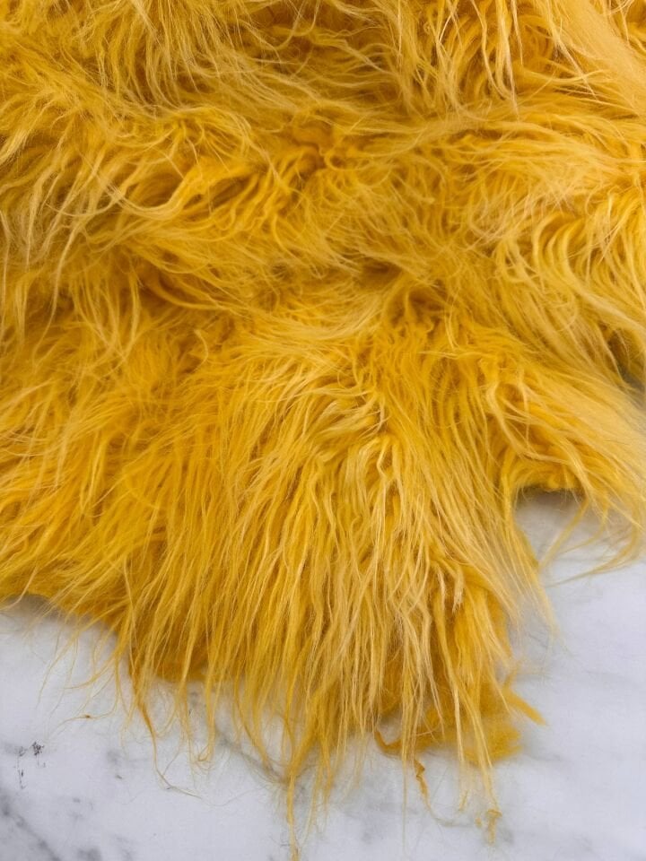 Sarı Renk Uzun Tüy Pelüş Kumaş