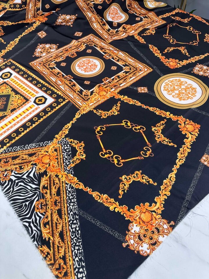 Desenli İpek Saten Elbise Etek Gömlek Şalvar