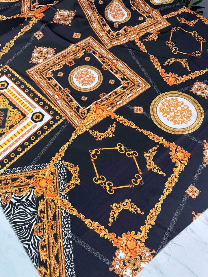 Desenli İpek Saten Elbise Etek Gömlek Şalvar