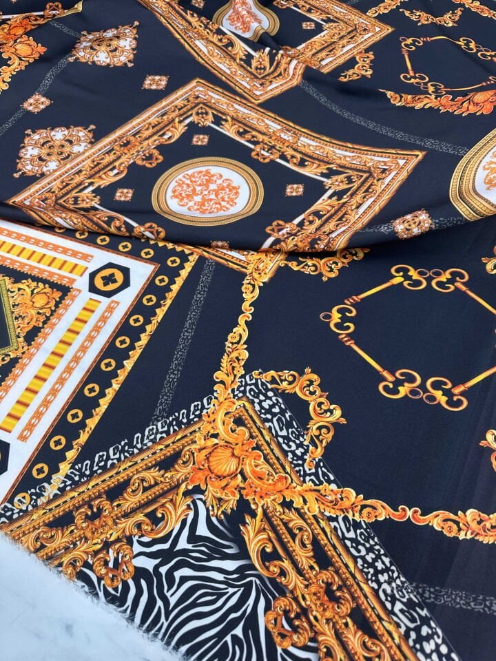 Desenli İpek Saten Elbise Etek Gömlek Şalvar