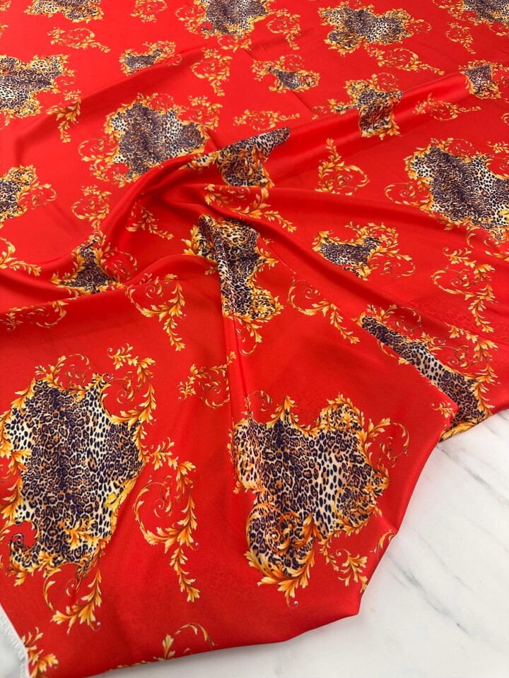 Desenli İpek Saten Elbise Etek Gömlek Şalvar