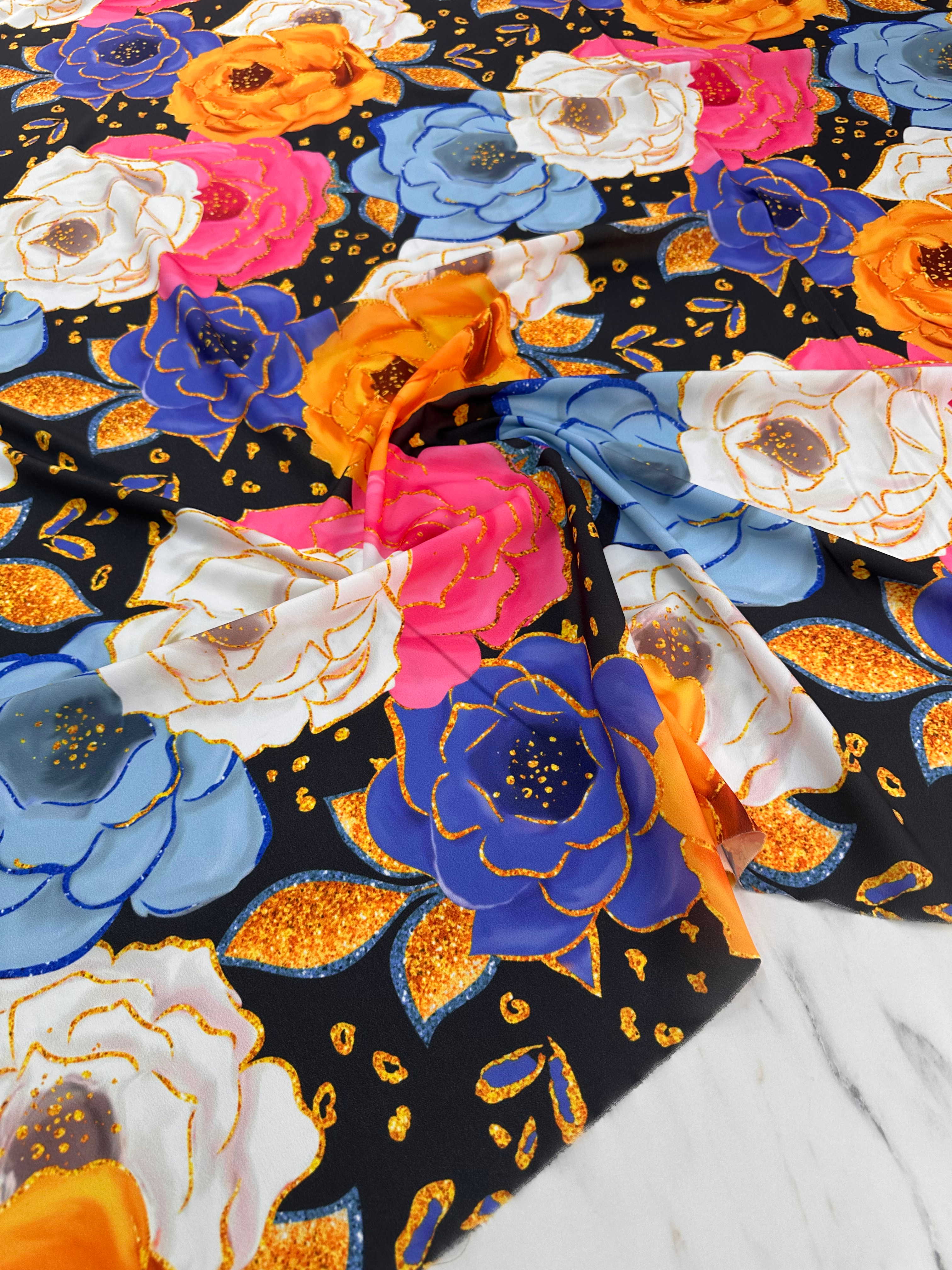 Desenli Krep Kumaş Elbise Etek Gömlek Şalvar