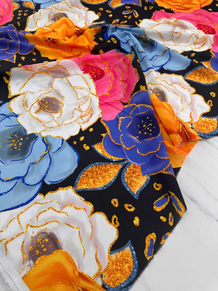 Desenli Krep Kumaş Elbise Etek Gömlek Şalvar