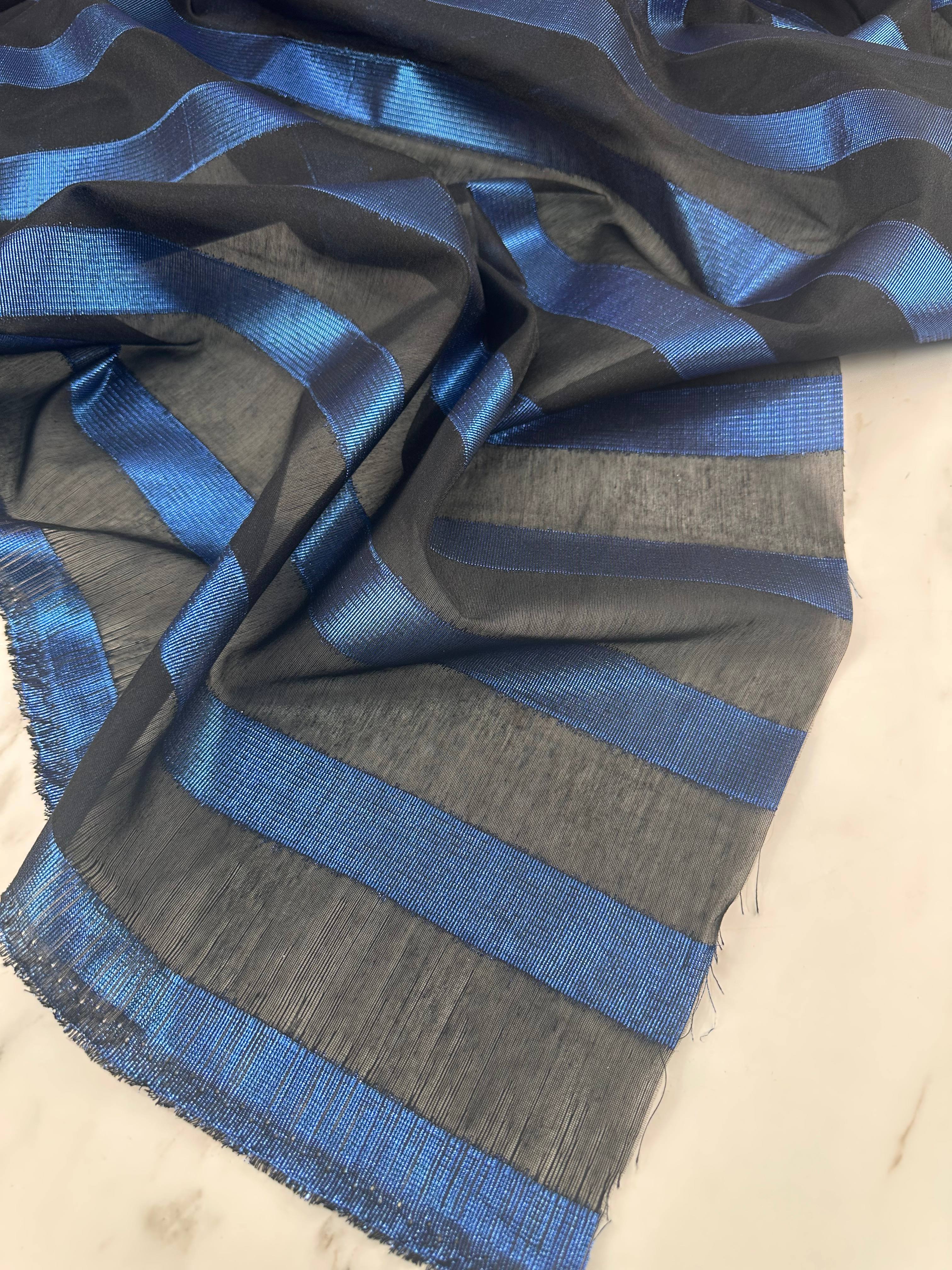 Mavi Sim Geçişli Elbiselik Şifon Kumaş